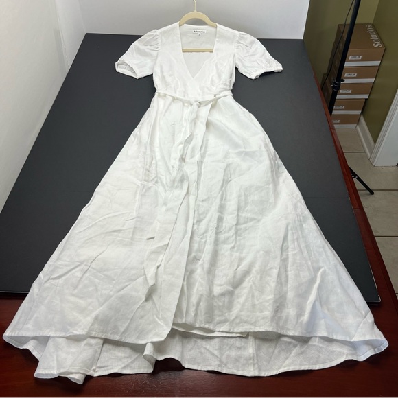 Reformation Kaelie Dress Womens Size XS White Linen Dress Summer Coastal *FLAWED
